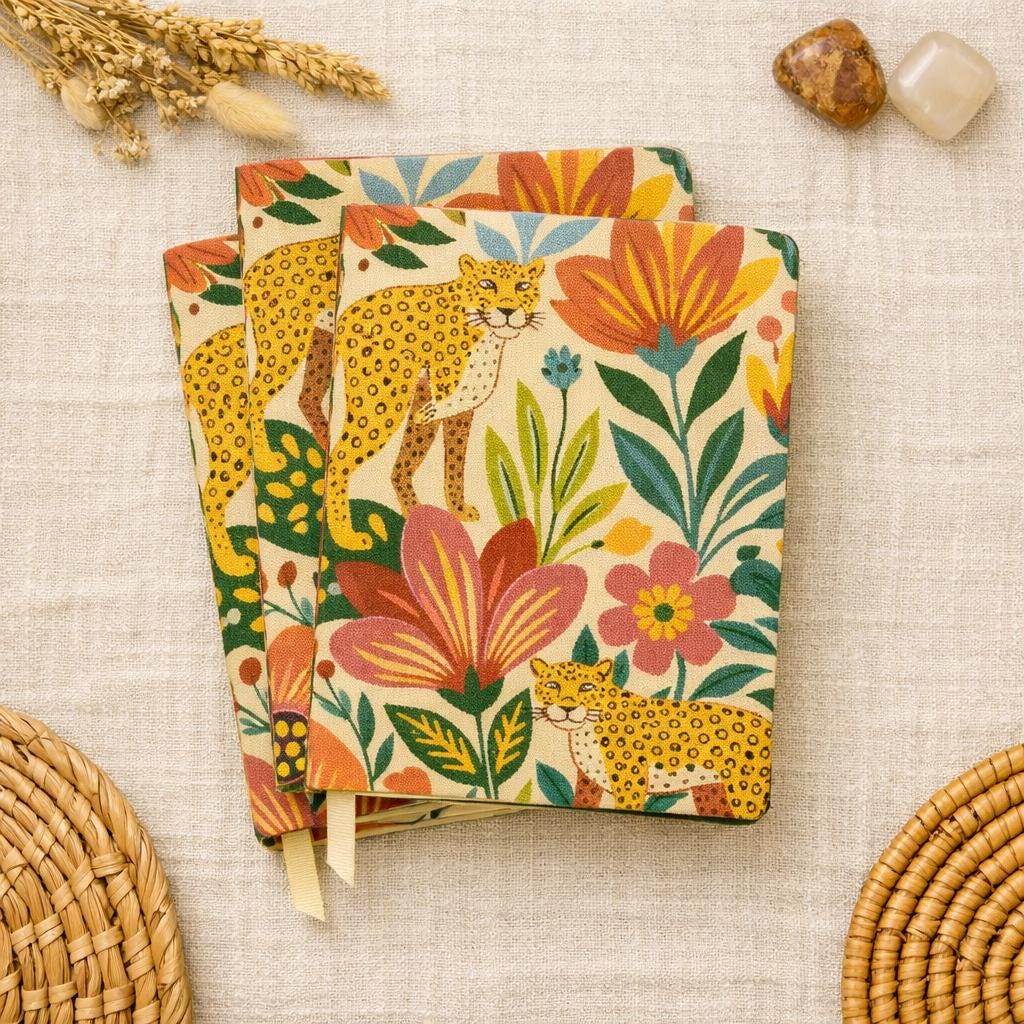 Floral Leopard Pattern Hardcover Journal | Matte