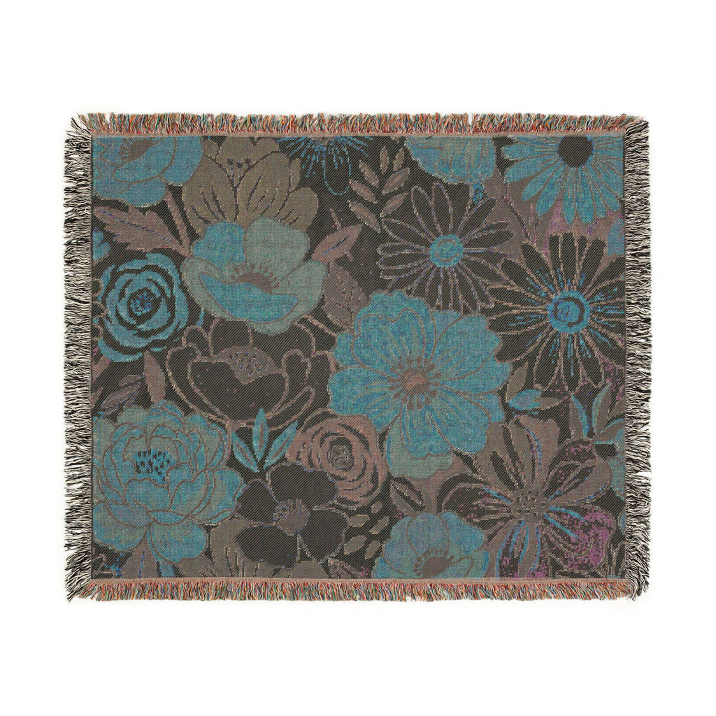 Bold Floral Print Woven Blanket | Flower Pattern Throw, Cozy Home Decor