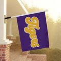 Tigers Garden Flag | Purple Gold Script Outdoor House Banner