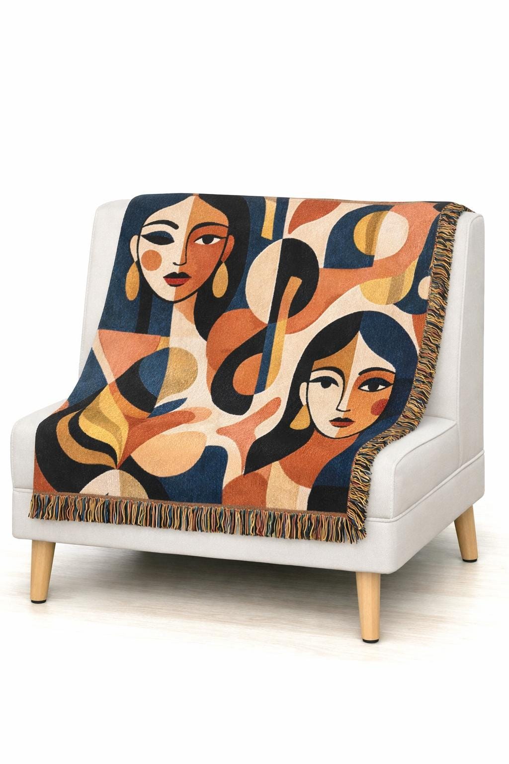 Modern Woven Blanket, Geometric Throw | Cozy Living Room Decor