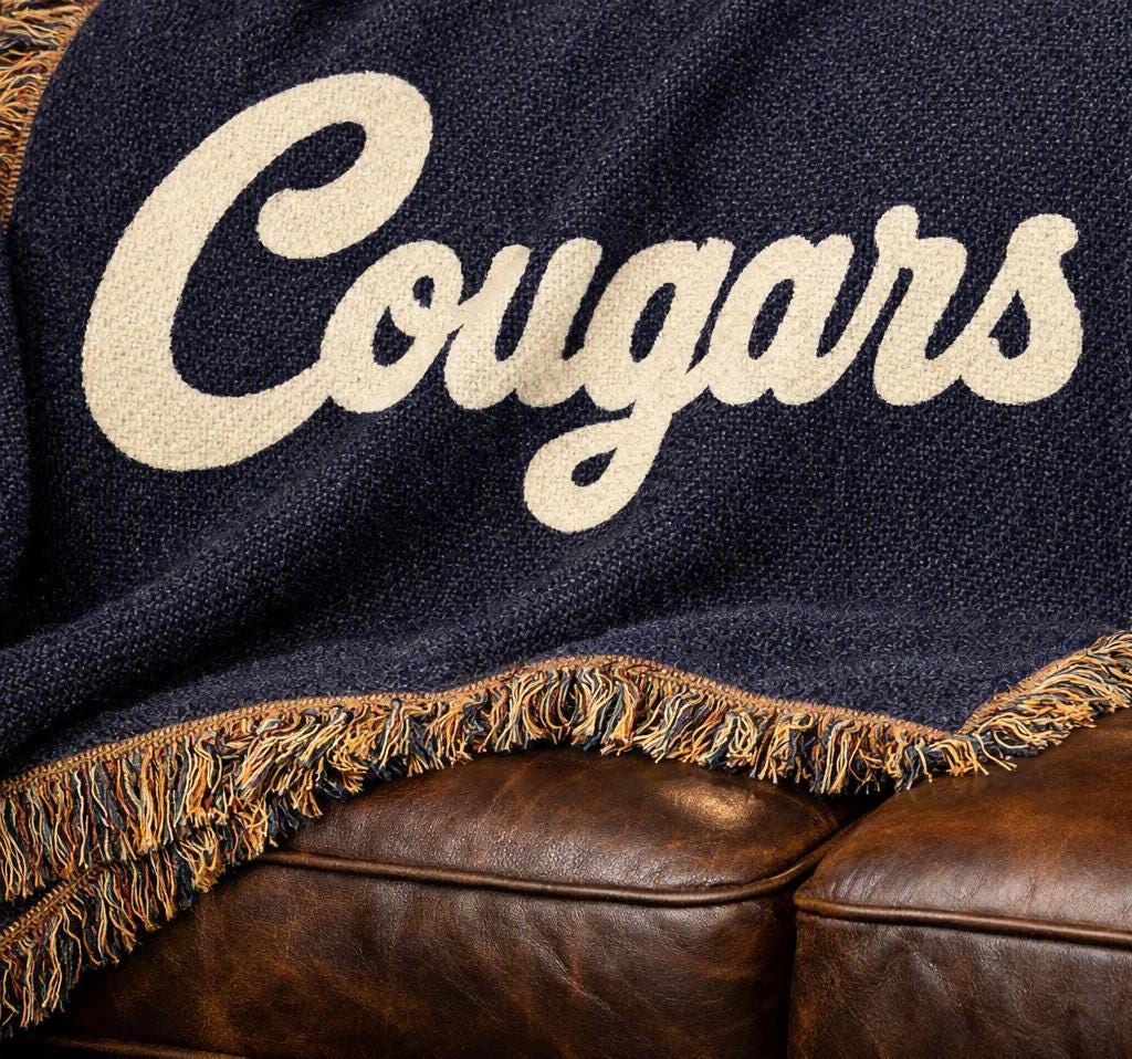 Cougars Script Logo Woven Blanket | Team Pride Throw