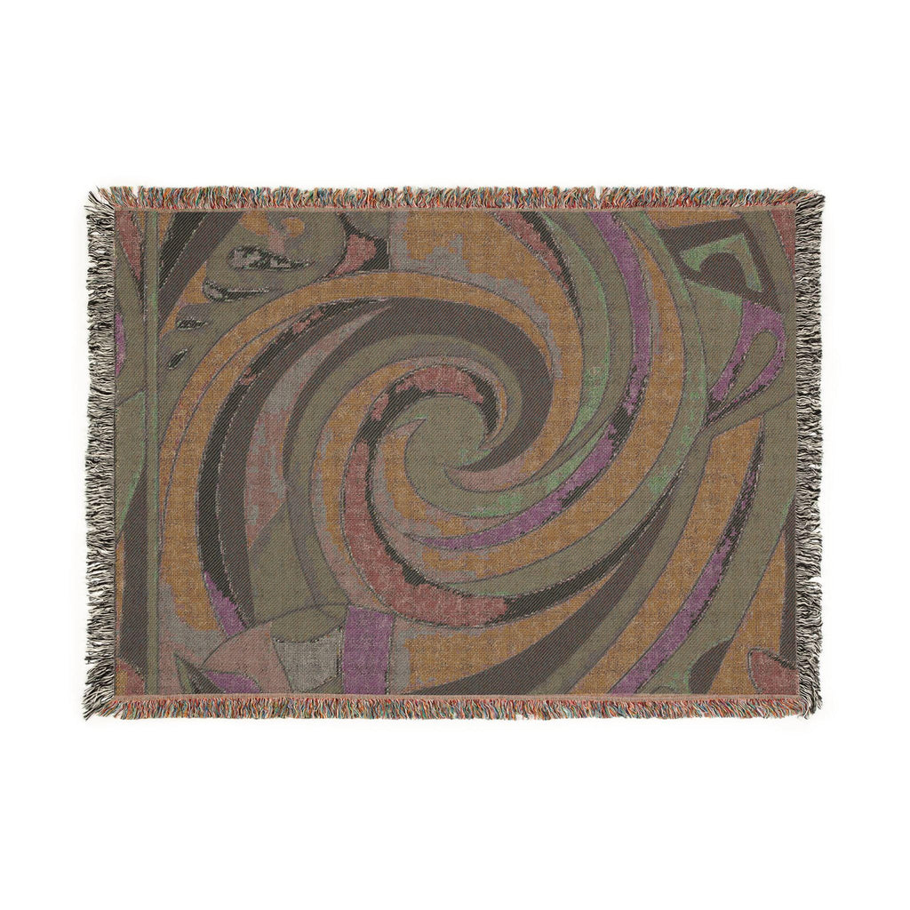 Swirling Abstract Spiral Woven Blanket | Geometric Mosaic Throw