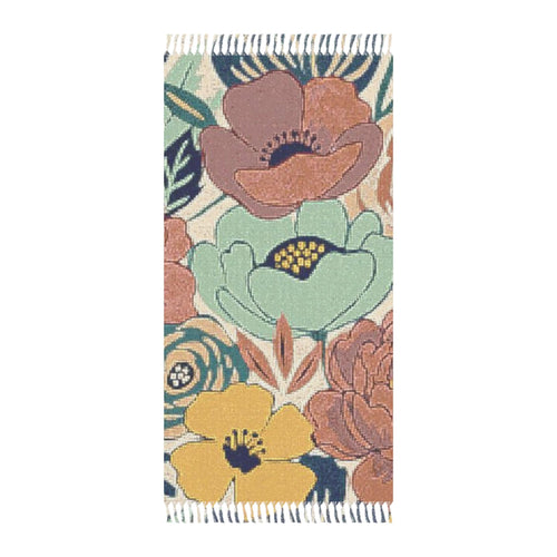 Bold Floral Fringed Boho Beach Throw