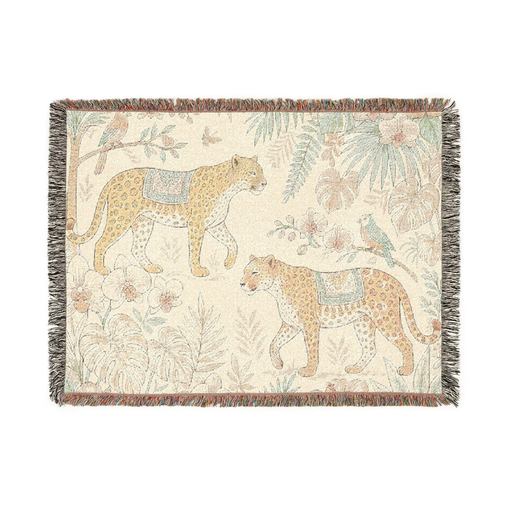 Tropical Leopard Woven Blanket I Animal Throw