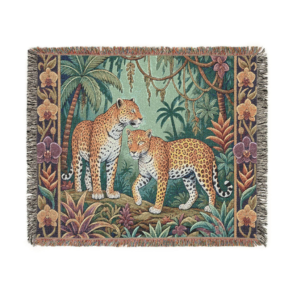Jungle Leopards Woven Blanket | Tapestry Animal Throw