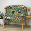 Woven Panda Blanket Throw: 100% Cotton, Colorful Fringe, Animal Wall Art