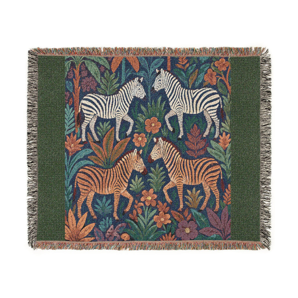Zebra Jungle Tapestry Woven Blanket | Boho Animal Pattern