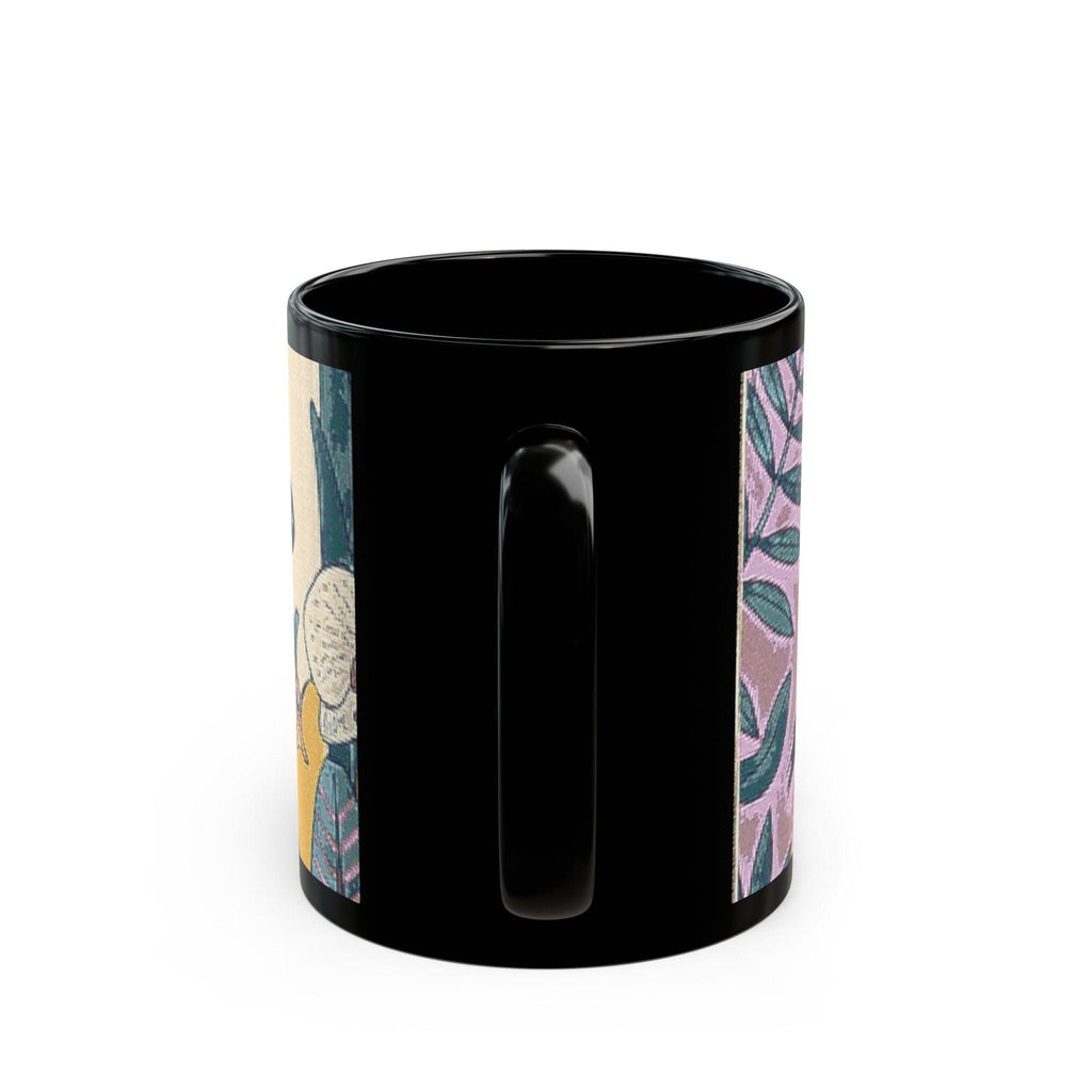 Striped Zebra Illustration Mug | Black Ceramic Coffee Cup