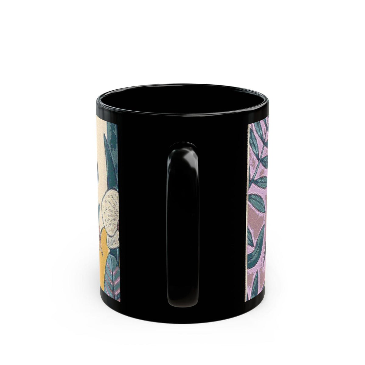 Striped Zebra Illustration Mug | Black Ceramic Coffee Cup
