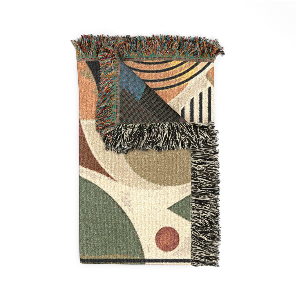 Mid-Century Mod Geometric Woven Blanket | Retro Modern Throw