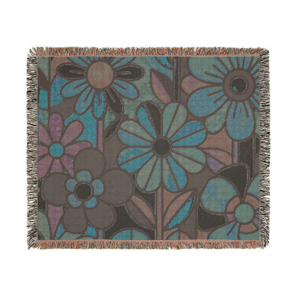 Mod Floral Pop Art Woven Blanket | Mid Century Flower Pattern