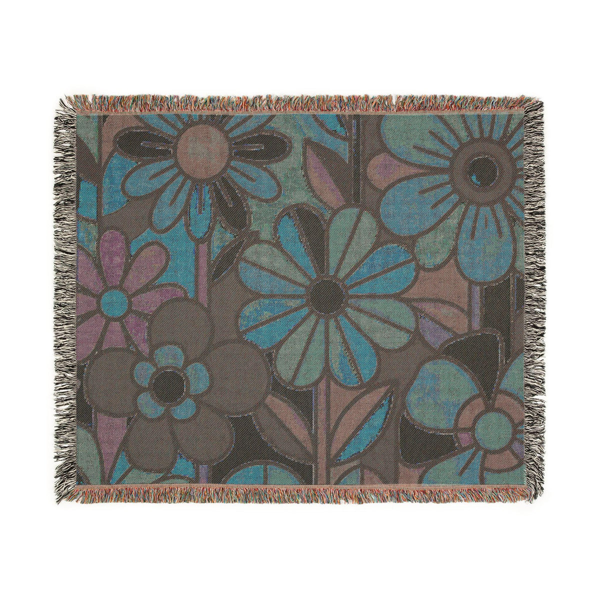 Mod Floral Pop Art Woven Blanket | Mid Century Flower Pattern