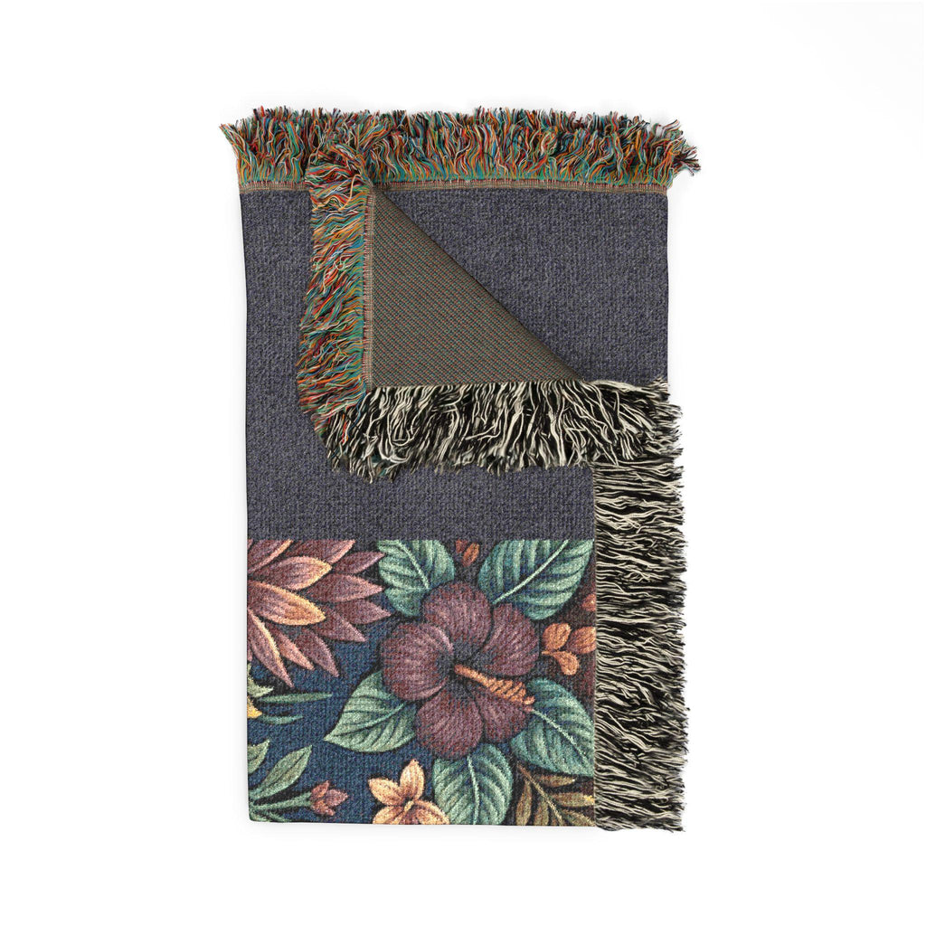 Floral Leopard Tapestry Woven Blanket | Vintage Botanical Cat Motif