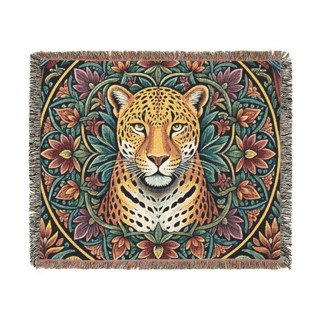 Vintage Leopard Tapestry Woven Blanket | Boho Floral Throw, Animal Wall Hanging