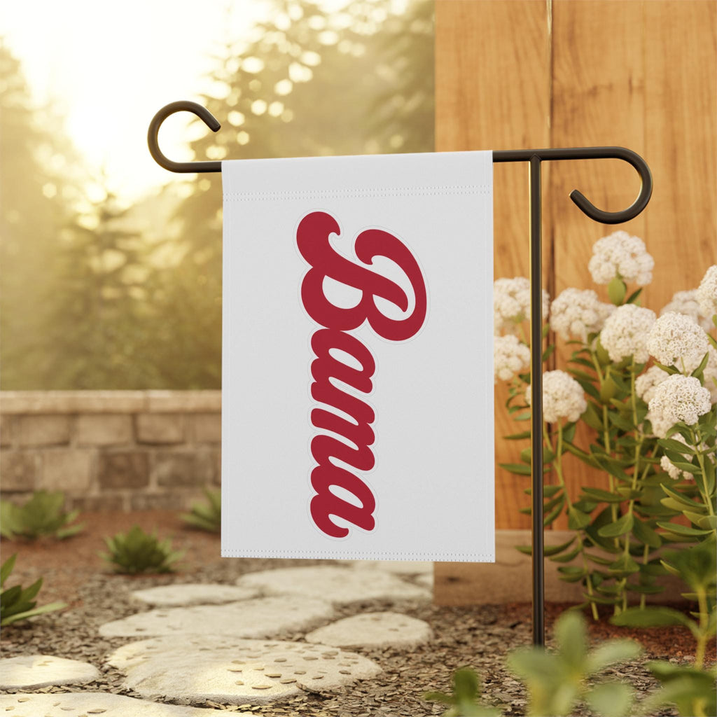 Alabama Script Garden Flag | Vertical Crimson Script Yard Banner