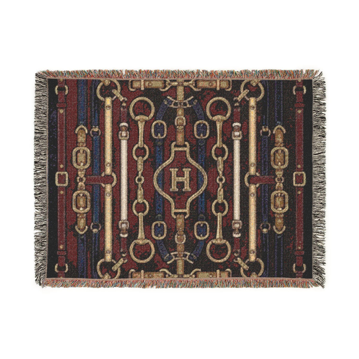 Equestrian Chain Pattern Woven Blanket | Horsebit Luxury Design