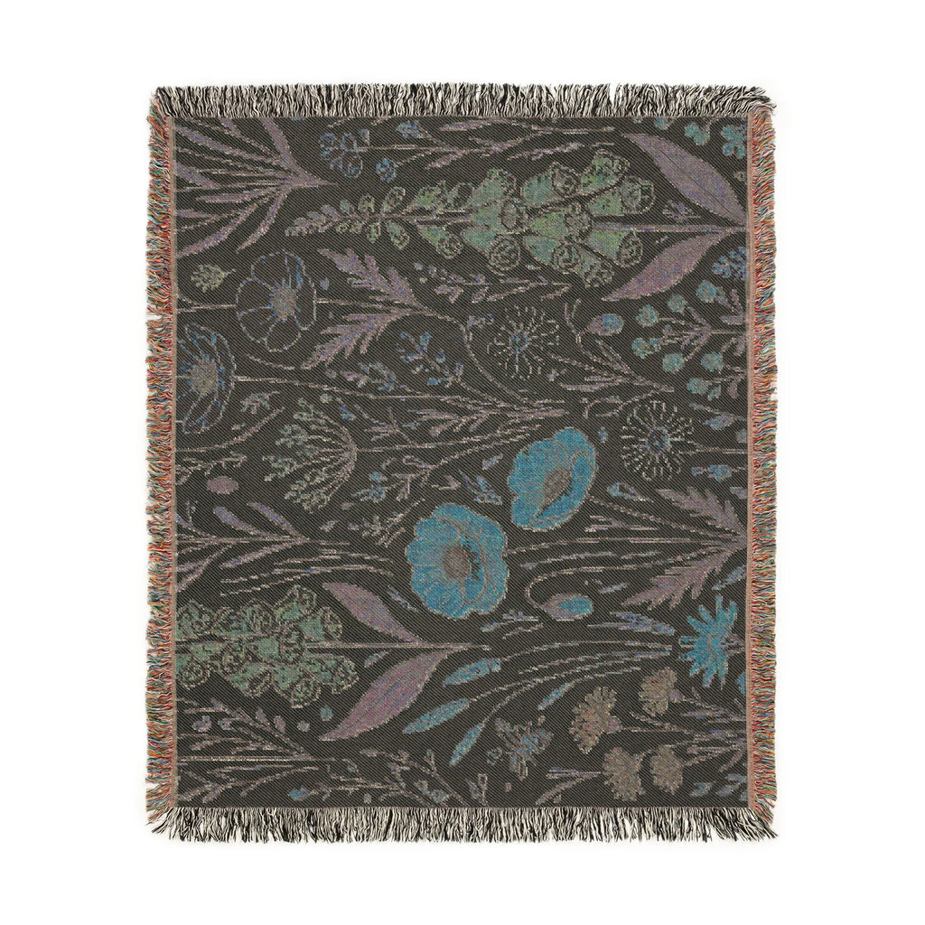 Wildflower Tapestry Woven Blanket | Floral Throw, Boho Home Decor