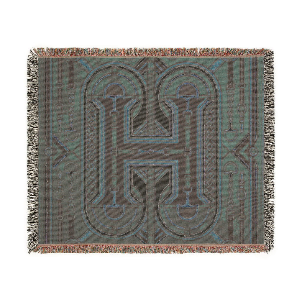 Rustic Geometric Throw, Southwestern Equestrian Initial Tapestry