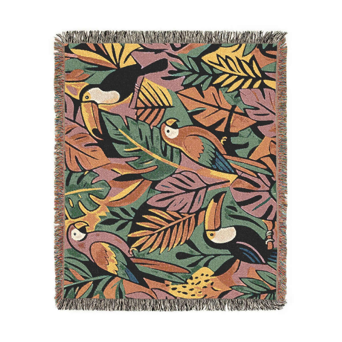 Bold Tropical Woven Blanket, Tropical Leaves Pattern Throw