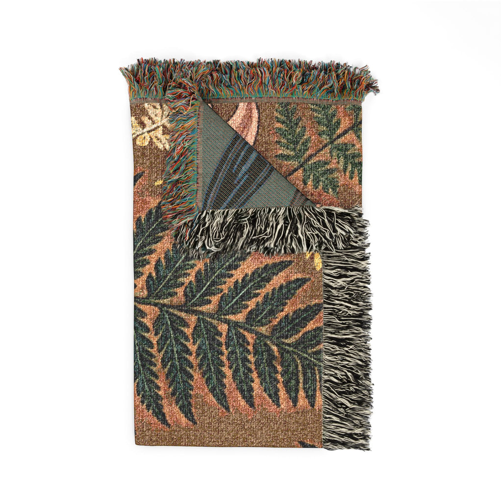 Vintage Botanical Ferns and Lilies Woven Blanket | Tapestry Throw