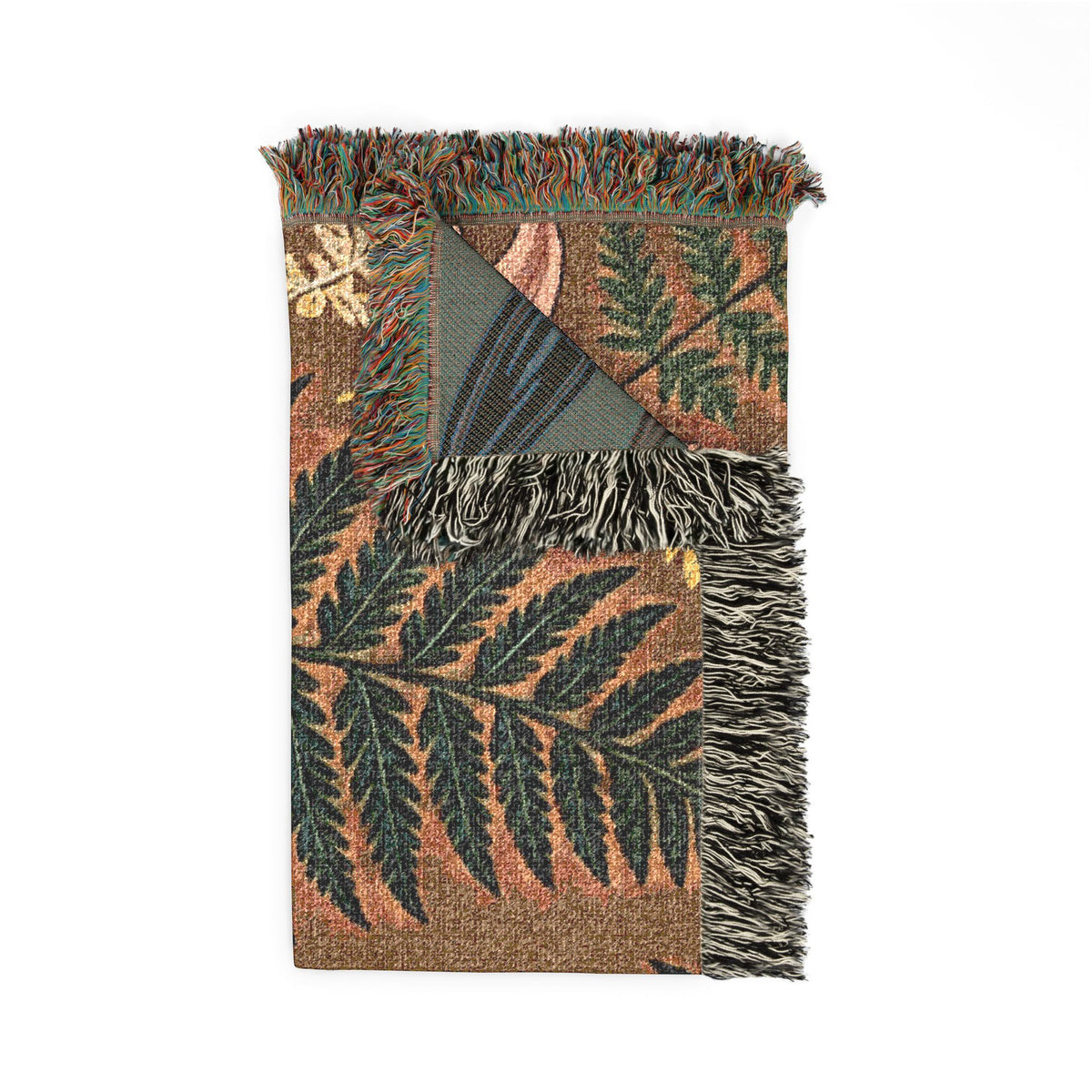 Vintage Botanical Ferns and Lilies Woven Blanket | Tapestry Throw