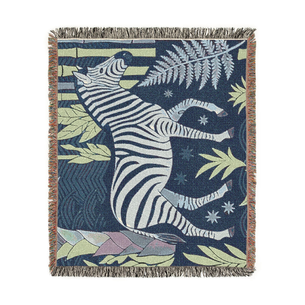 Zebra Jungle Woven Blanket | Tropical Safari Throw