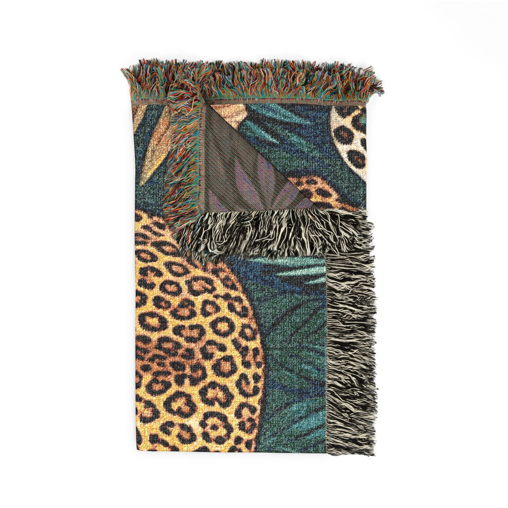 Leopard Jungle Tapestry Woven Blanket | Botanical Animal Throw