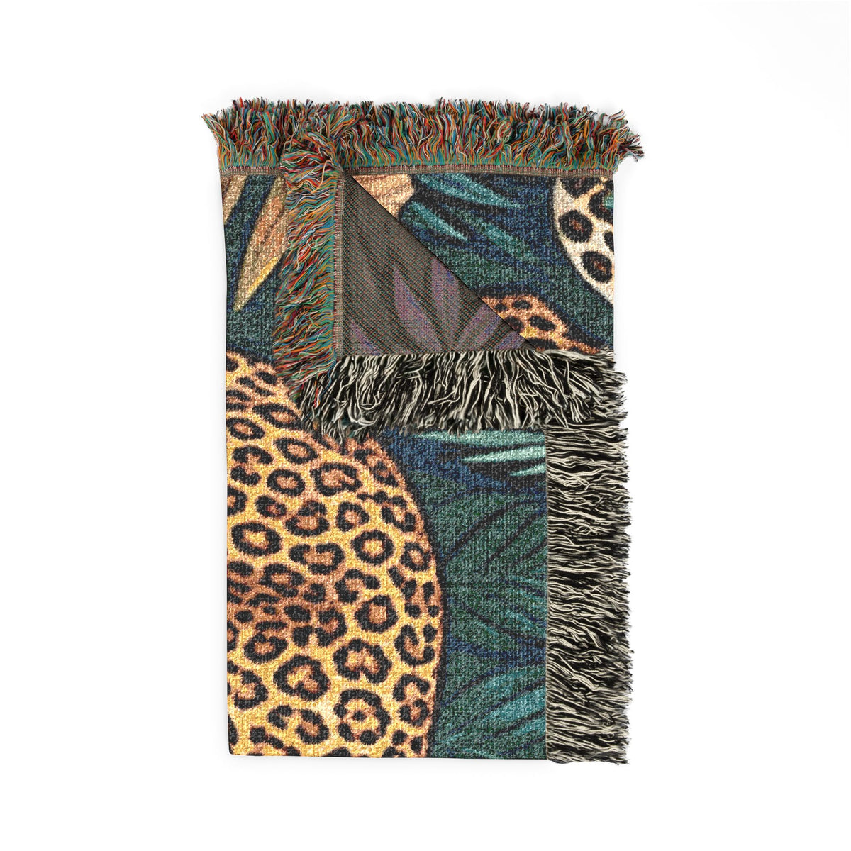 Leopard Jungle Tapestry Woven Blanket | Botanical Animal Throw