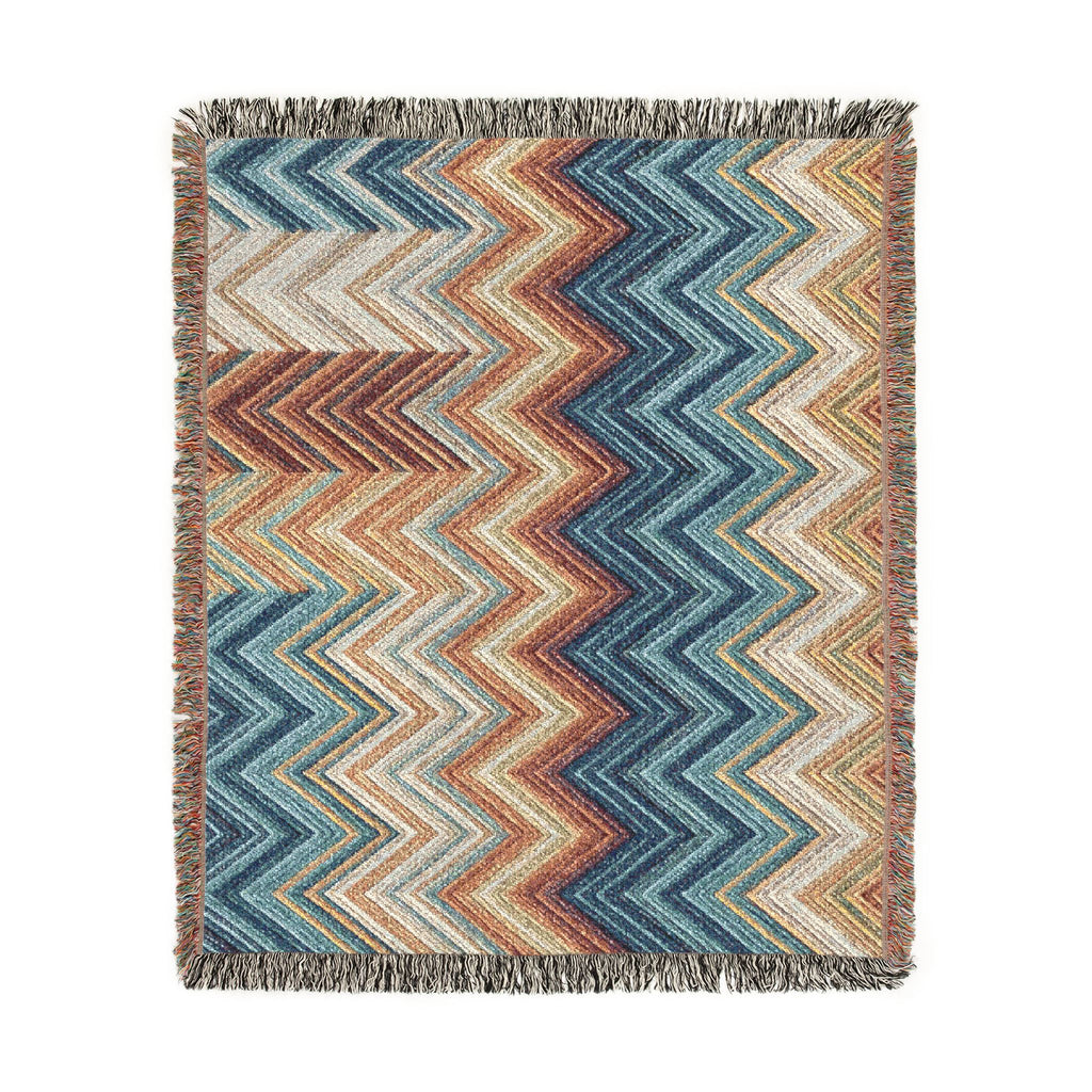 Chevron Aztec Pattern Woven Blanket | Southwestern Throw, Fringe Edge