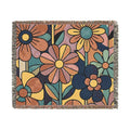 Mod Floral Pop Art Woven Blanket | Mid Century Flower Pattern
