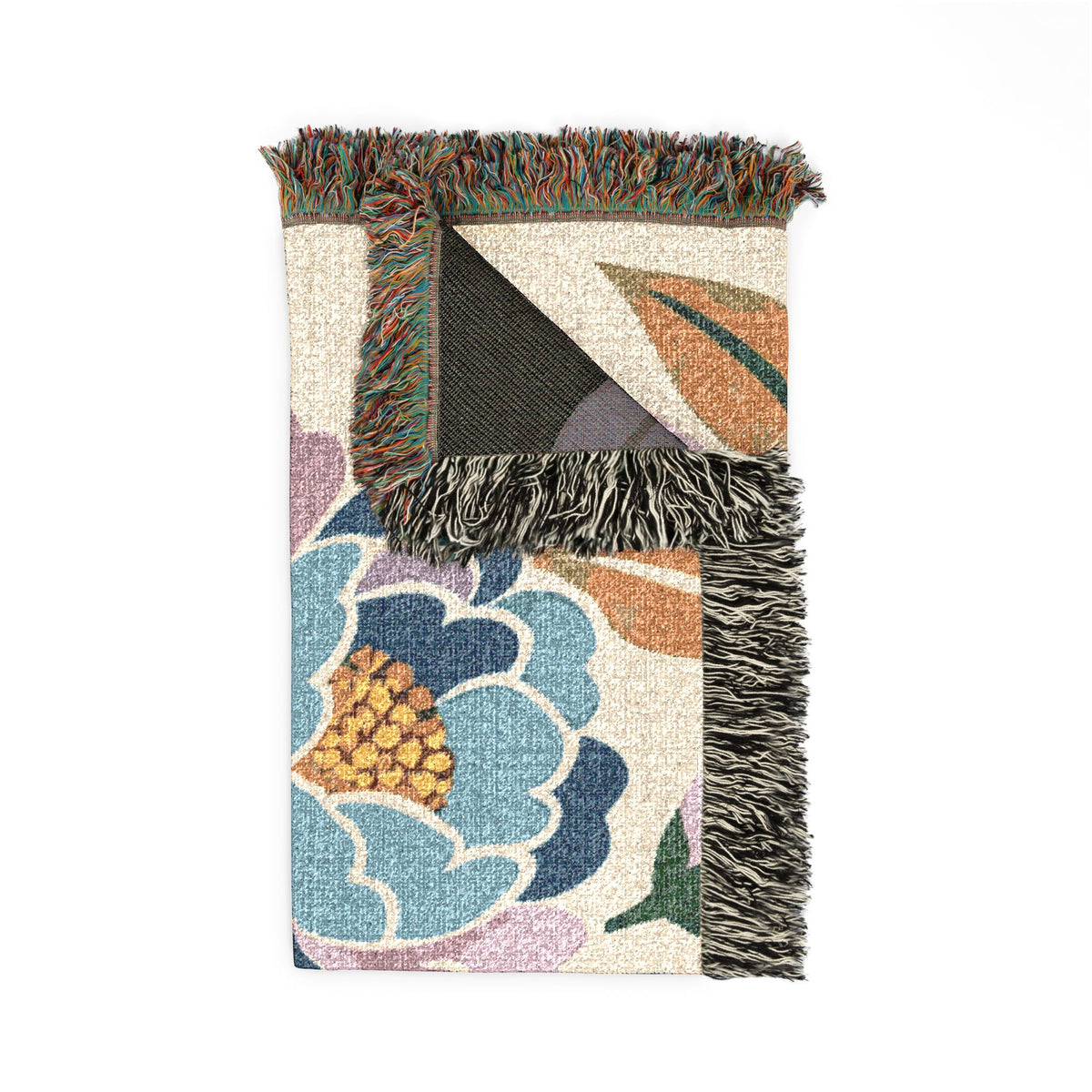 Floral Peony Tapestry Woven Blanket | Boho Floral Throw
