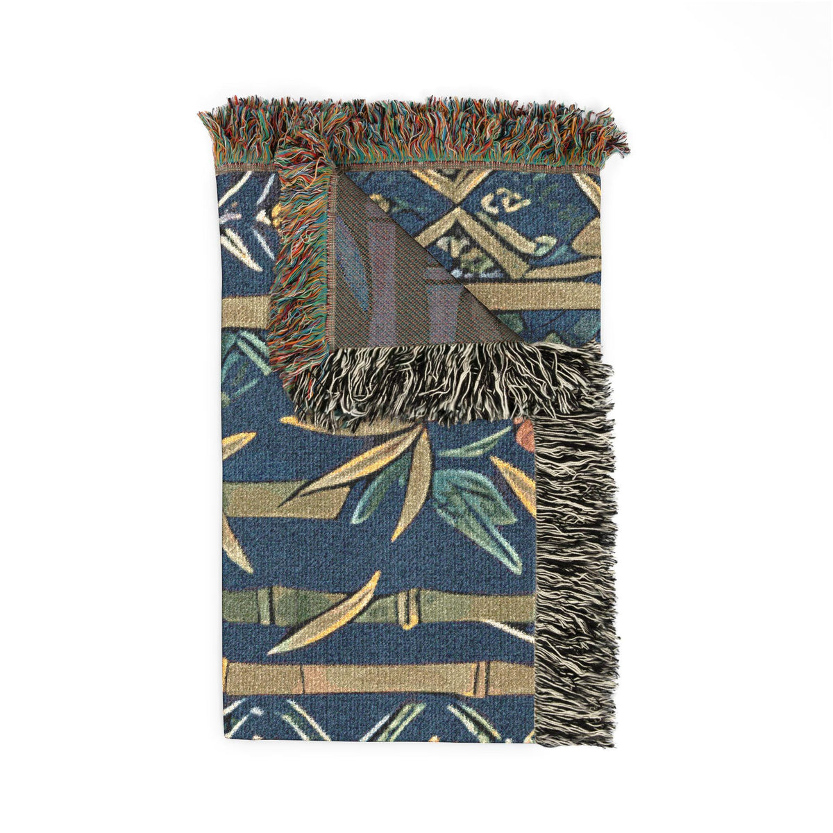 Golden Leopard Floral Woven Blanket | Tropical Bamboo Throw