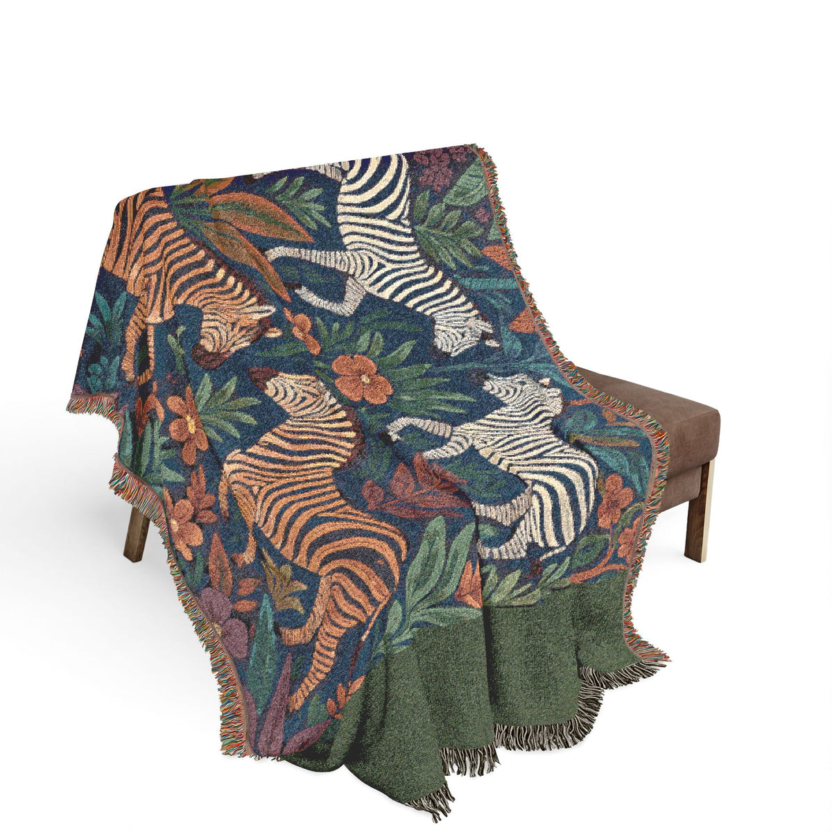 Zebra Jungle Tapestry Woven Blanket | Boho Animal Pattern