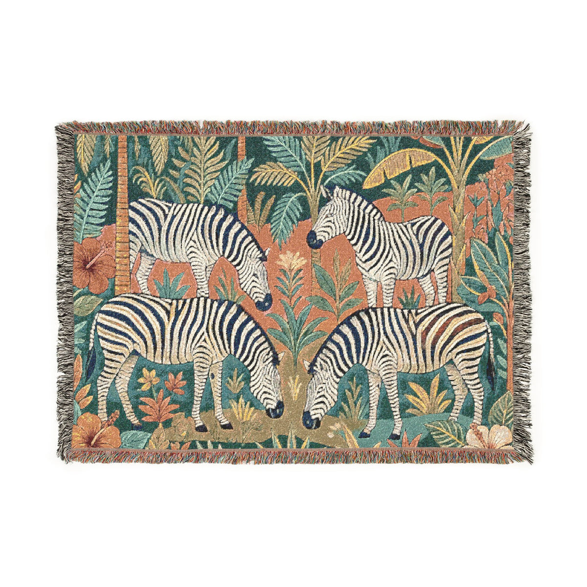 Zebra Safari Tapestry Woven Blanket | Animal Jungle Throw, Boho Home Décor