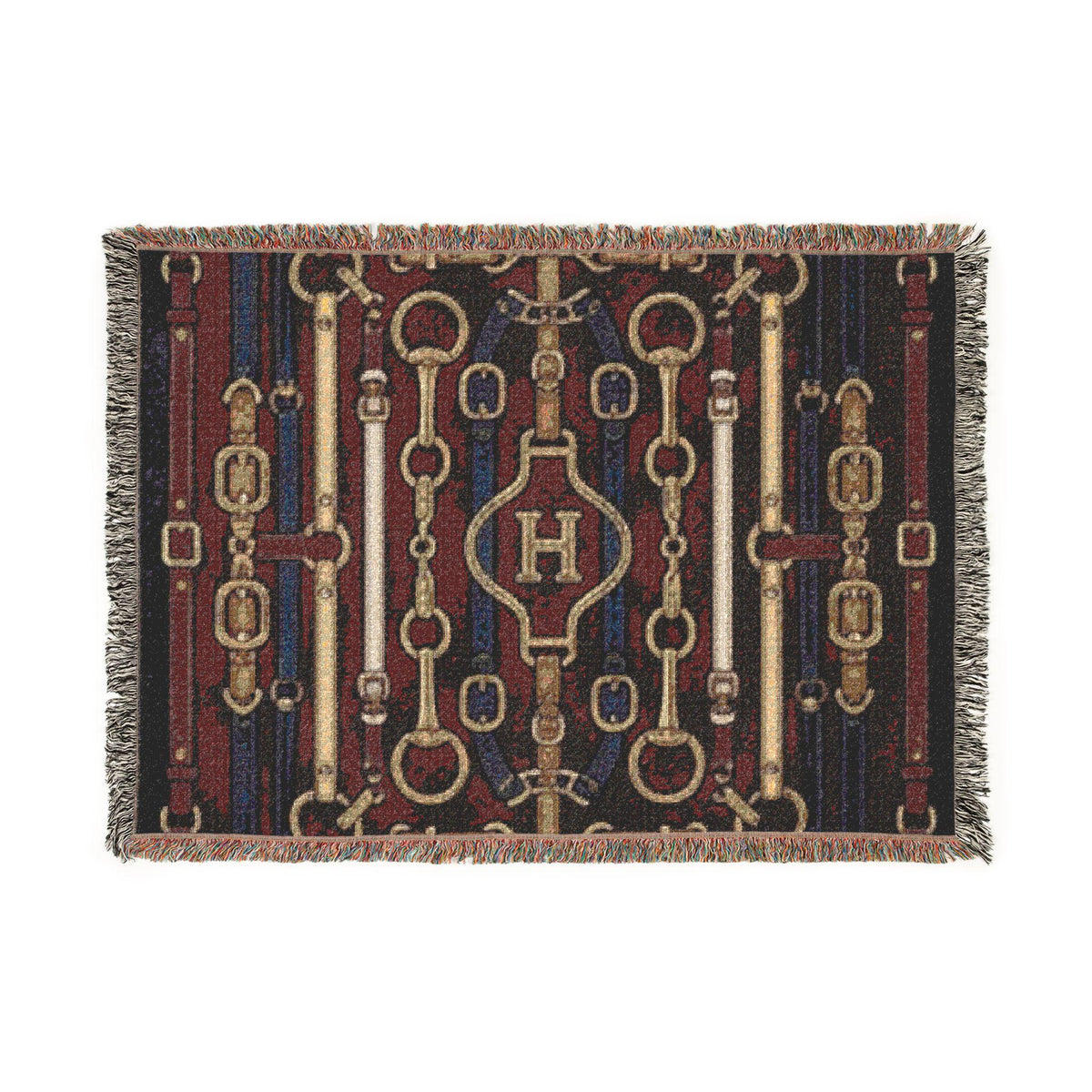 Equestrian Chain Pattern Woven Blanket | Horsebit Luxury Design