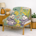 Panda Floral Tapestry Woven Blanket | Jungle Leaves, Sunflower Motif