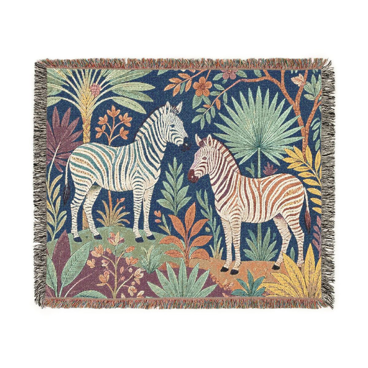 Jungle Zebra Tapestry Woven Blanket | Safari Animal Throw