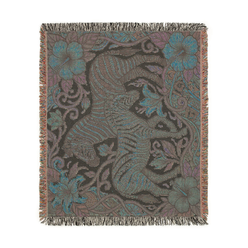 Zebra Floral Tapestry Woven Blanket | Horse Striped Animal Throw