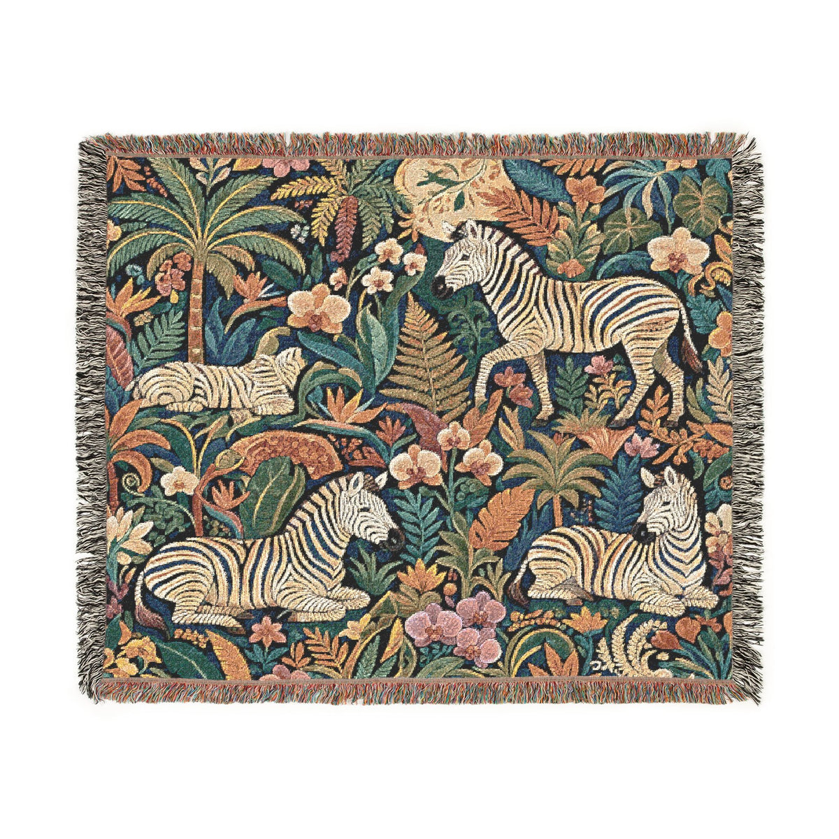 Jungle Zebra Tapestry Woven Blanket | Safari Animal Pattern Throw