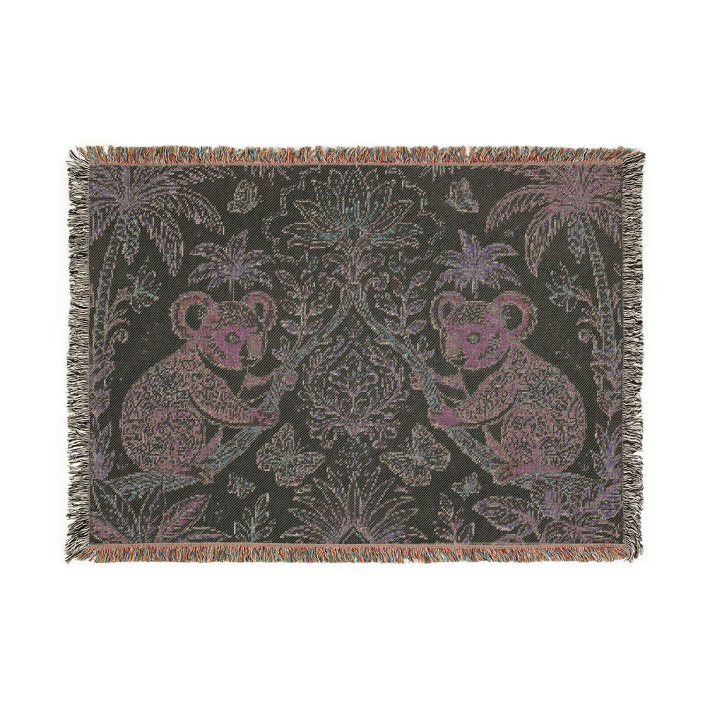 Koala Botanical Tapestry Woven Blanket | Jungle Animal Throw