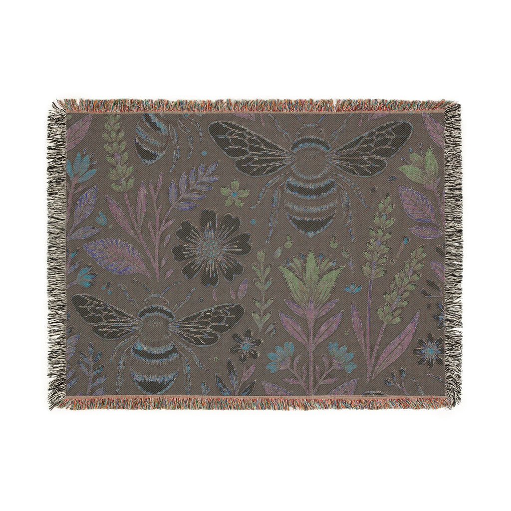 Bees and Wildflowers Woven Blanket | Bee Floral Throw