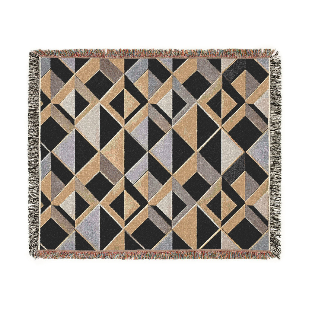 Geometric Art Deco Woven Blanket | Mid-Century Diamond Pattern Throw