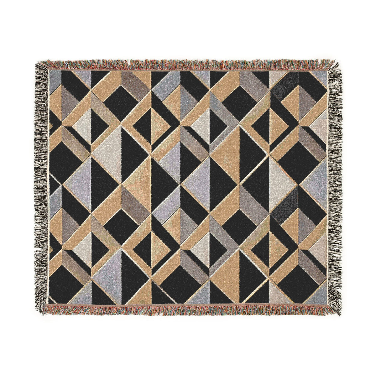 Geometric Art Deco Woven Blanket | Mid-Century Diamond Pattern Throw