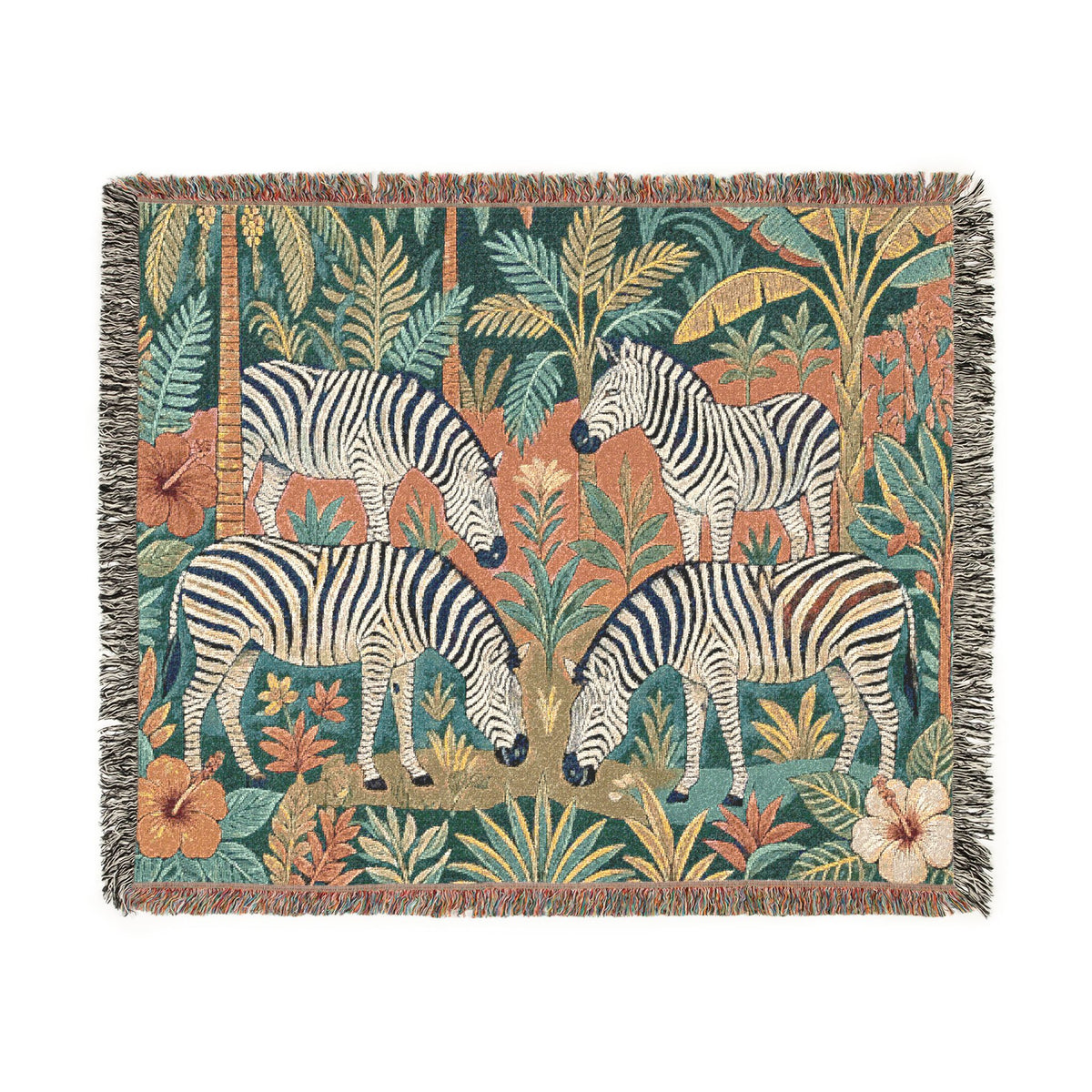 Zebra Safari Tapestry Woven Blanket | Animal Jungle Throw, Boho Home Décor