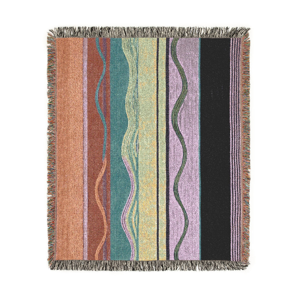 Southwestern Stripes Woven Blanket | Aztec Wave Pattern, Boho Throw