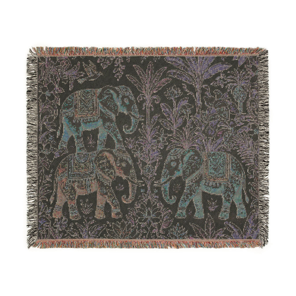 Boho Elephants Woven Blanket | Tapestry Animal Throw