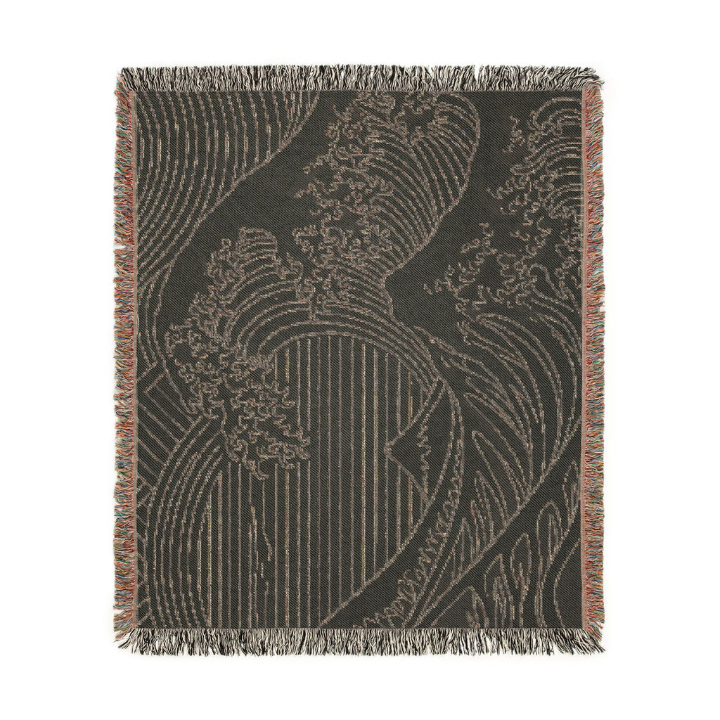 Great Wave woven blanket | Japanese wave tapestry throw