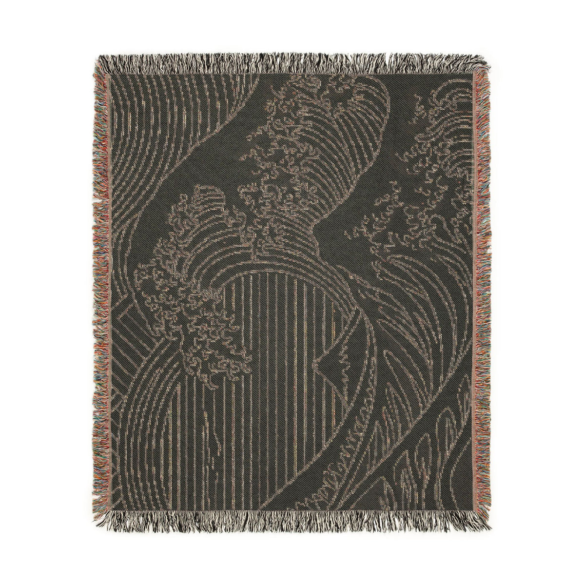 Great Wave woven blanket | Japanese wave tapestry throw