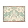 Paisley Tiger Tapestry Woven Blanket | Boho Palm Motif