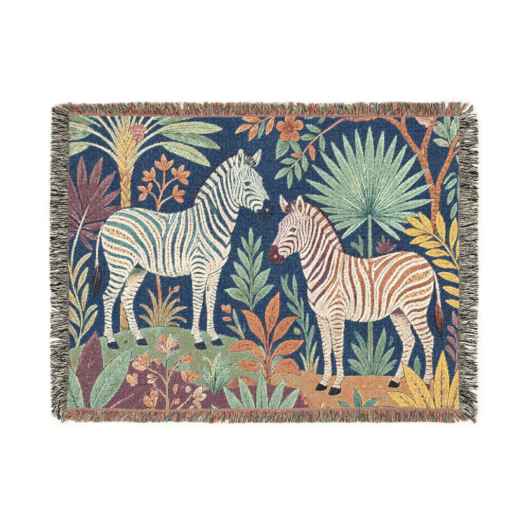 Jungle Zebra Tapestry Woven Blanket | Safari Animal Throw